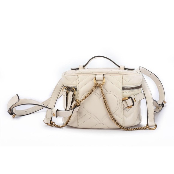 GUCCI Calfskin Matelasse Mini GG Marmont Round Backpack - Picture 7 of 16